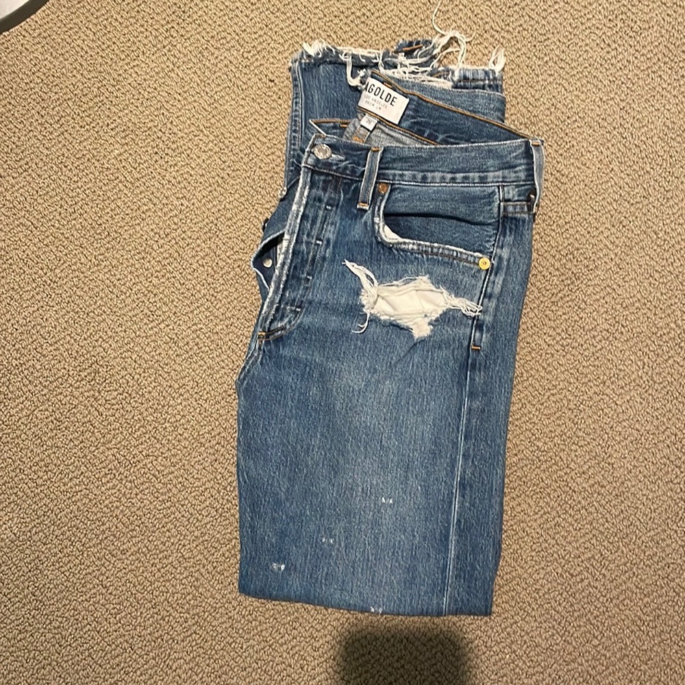 Agolde mid rise jeans.